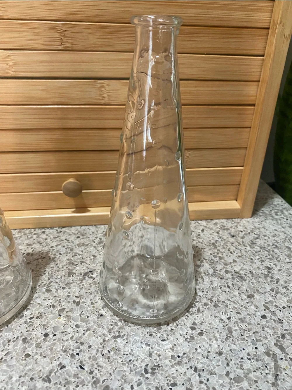 IKEA Emma Dafnas Clear Textured Glass Cone Bud Vases - Pair